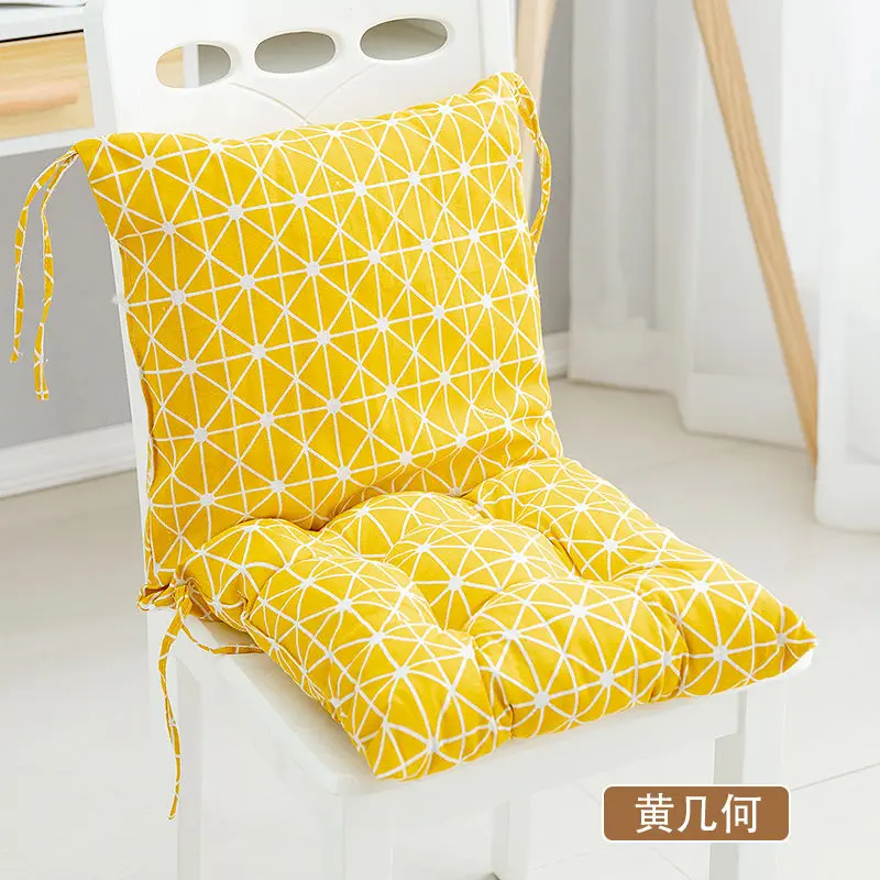 yellow geometry Conjoined Chair Cushion Back Cushion Office Chair Cushion Dining Chair Pad Zipper Splicing Conjoined Seat Pad Home Decor Pad - Цвет: yellow geometry