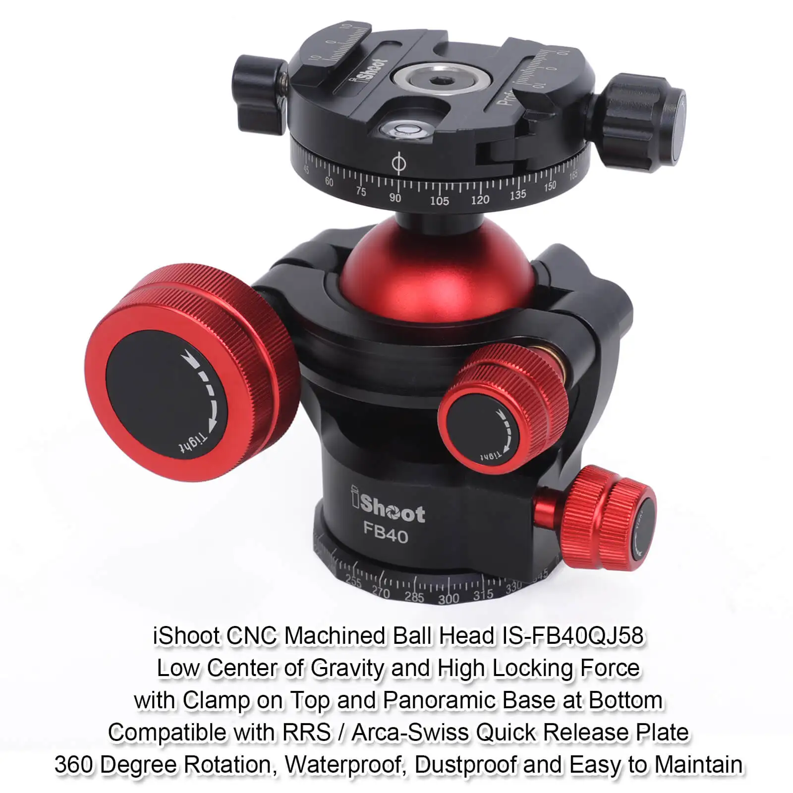 360 Tripod Panoramic Ball Head with Quick Release Clamp for Canon Sony Nikon DSLR Camera, Monopod, Slider, Camcorder, Tripod