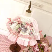 Одежда для маленьких девочек; испанское ретро платье принцессы в стиле Лолиты; кружевное нарядное платье с принтом для девочек; платье для дня рождения; vestidos; Y2595