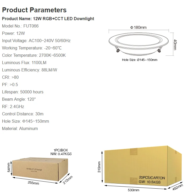 MiBoxer 6W 9W 12W 15W 18W 25W RGB+CCT LED Downlight Ceiling Spotlight FUT060 061 062 FUT063 FUT064 FUT065 FUT066 FUT068 FUT069 down lights led