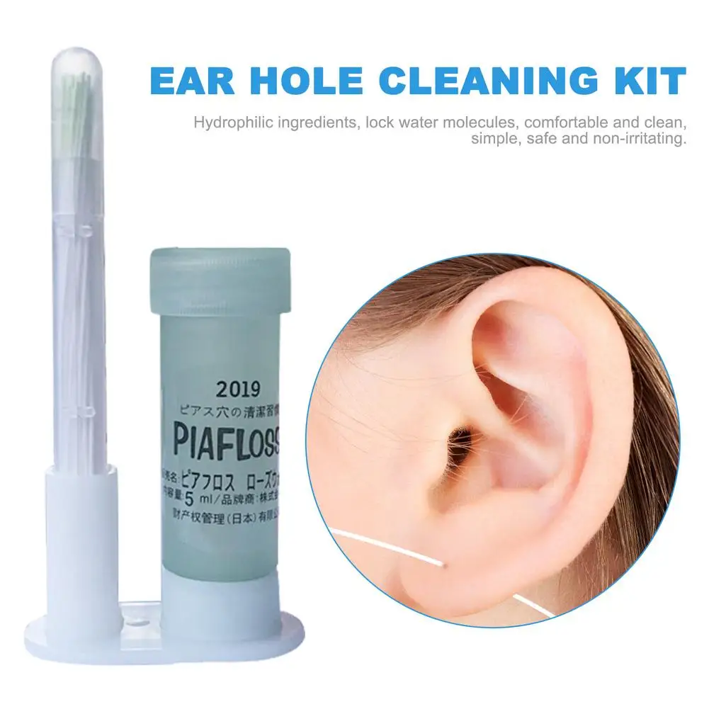 Pierced Ear Cleaning Set 5ml Ear Hole Cleaning Solution With 60pcs Line