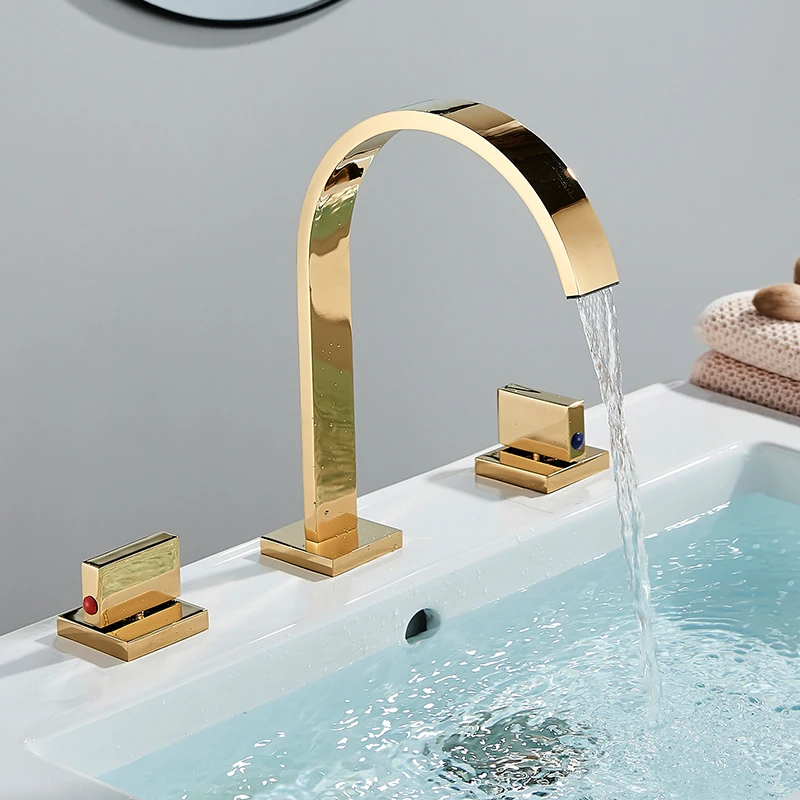 Grifo de lavabo dorado para baño, grifería de un solo mando, mezclador de  latón para lavabo, grúa de agua Kuyhfg Sin marca