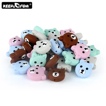 

Keep&Grow 5pc Mini Silicone Bear Beads Food Grade Baby Teether DIY Necklace Silicone Pearl BPA Free Teething Toys Baby Products