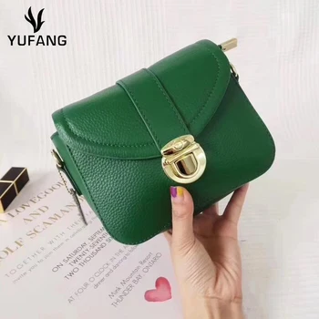 

YUFANG Genuine Leather Women Messenger Bag Candy Color Female Crossbody Bag Small Party Package For Womens Cowskin Womens Bag