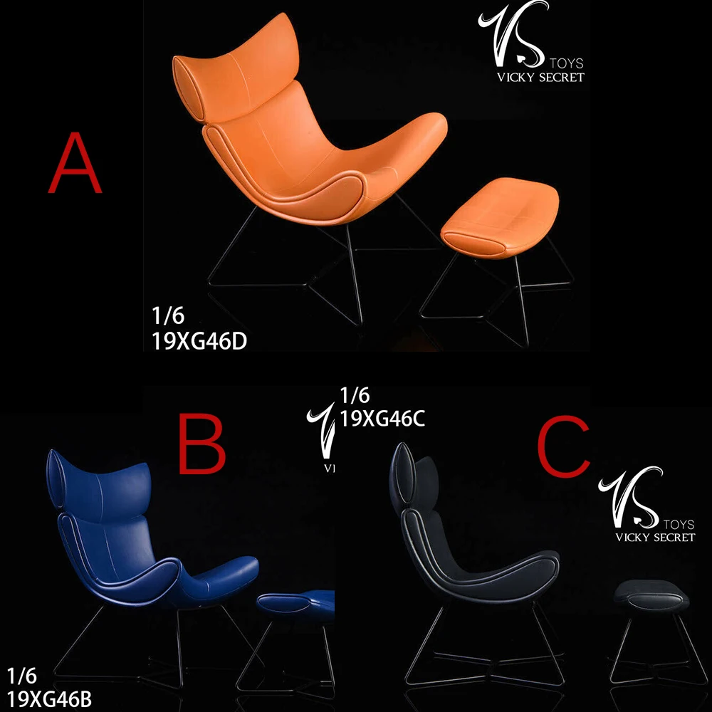 

1/6 Scale 19xg46 Leisure Leather Chair Colorful Chaise Lounge Model Action Figure Chairs Accessory for 12'' Dolls