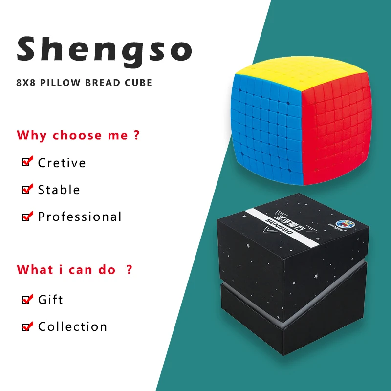 

Sengso Pillowed 8x8 Magic Cube Professional ShengShou 8x8x8 bread cube Puzzle cubo magico Educational Toys gift 8 stickless fun