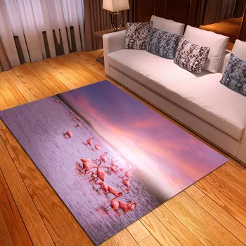 

Pink Flamingo Carpet Sunset Natural View Print Bedroom Living Room Decor Mats Anti Slip Floor Mats Kithen Bathroom Rugs Custom