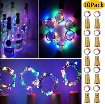 Wijn Fles Verlichting Met Kurk Vorm 10/20LED Koperdraad Fairy String Lights Voor Wedding Party Kerst Decoratie Guirlande Wijn Fles Verlichting Met Kurk Vorm 10/20LED Koperdraad Fairy String Lights Voor Wedding Party Kerst Decoratie Guirlande