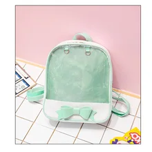 Прозрачный женский рюкзак с милым бантом, сумки для школы, мини черные школьные сумки для девочек-подростков, поступление, сумка для книг