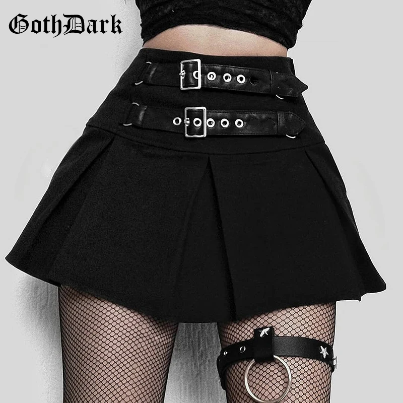 Goth Dark сексуальные готические мини юбки черный гранж панк стиль плиссированная