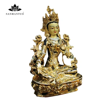

Copper god statue Tantra White Tara Buddha Statue Nepalese Buddha Bronze Gold Buddha handicraft buddhist supplies