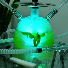 Акриловый кальян, светодиодный светильник, кальян с керамической чашей Sheesha, пластиковый шланг, металлический уголь, щипцы, водопроводные трубы, аксессуары