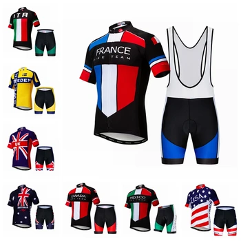 

France 2020 Bike Jersey Set Men's cycling jersey bib shorts MTB top Mountian Road Bicycle shirts suit Ropa Ciclismo red blue uk