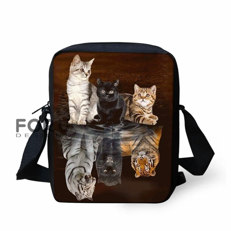 FORUDESIGNS/школьная сумка для мальчиков и девочек с 3D изображением кота и тигра; Детский рюкзак с забавными животными; школьный рюкзак для учеников начальной школы - Цвет: LH1011E