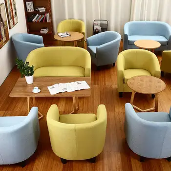 

European fabric single sofa chair Internet cafe coffee small sofa hotel room study computer sofa chair