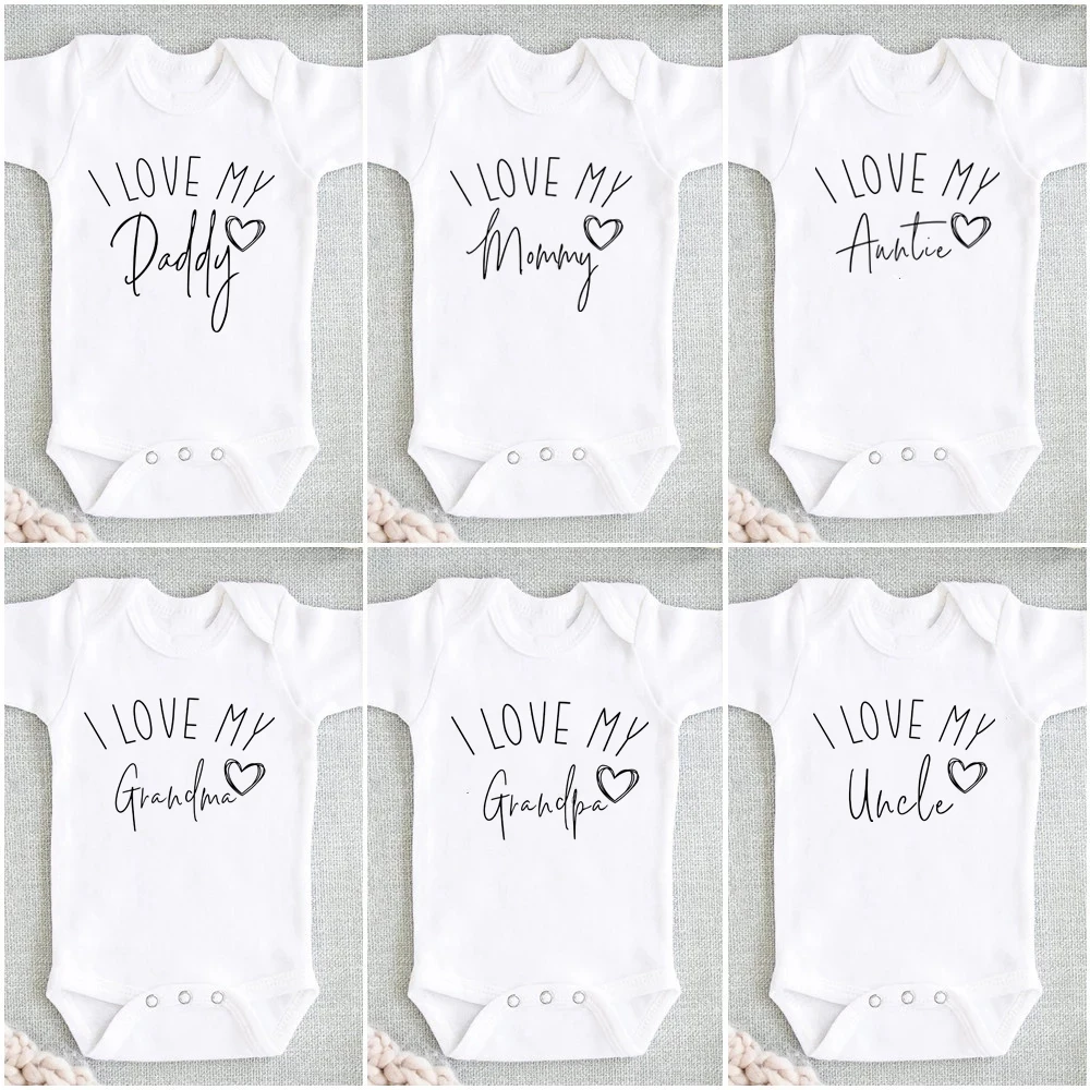 Amo Mio Zio/Zia/Nonno/Nonna Baby Annuncio Vestiti Neonato Maniche Corte Body Casual Baby Boy Girl Tutine