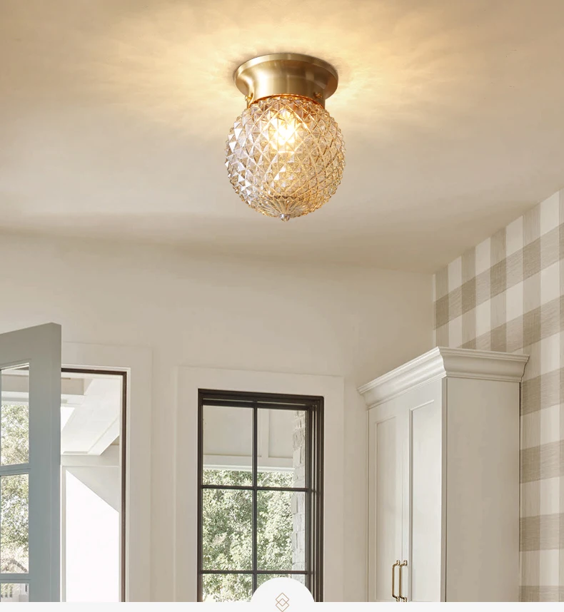 MOONSHADOW Ceiling Light Led Full Copper Warm for Room light with Pineapple Design Ceiling Lamp Living room Decoration 220V