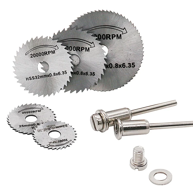 7pcs  set Dremel Mini HSS Circular Saw Blade Rotary Tool For  Metal Cutter Power Tool Set Wood Cutting Discs Drill Mandrel Cutof