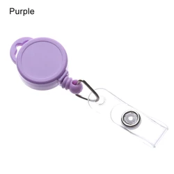 Colorful Retractable Badge Holder with Key Ring and Clip (Purple)