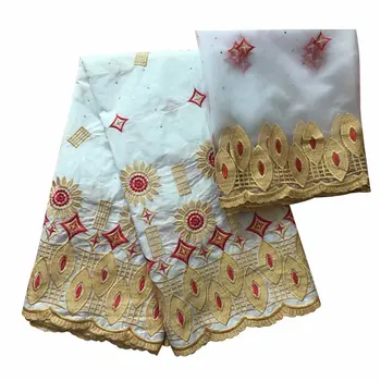 

African Bazin brode Getzner basin Riche Lace Fabric and Blouse headtie Beaded French Mesh stone Lace 5+2 Yards For Wedding 017