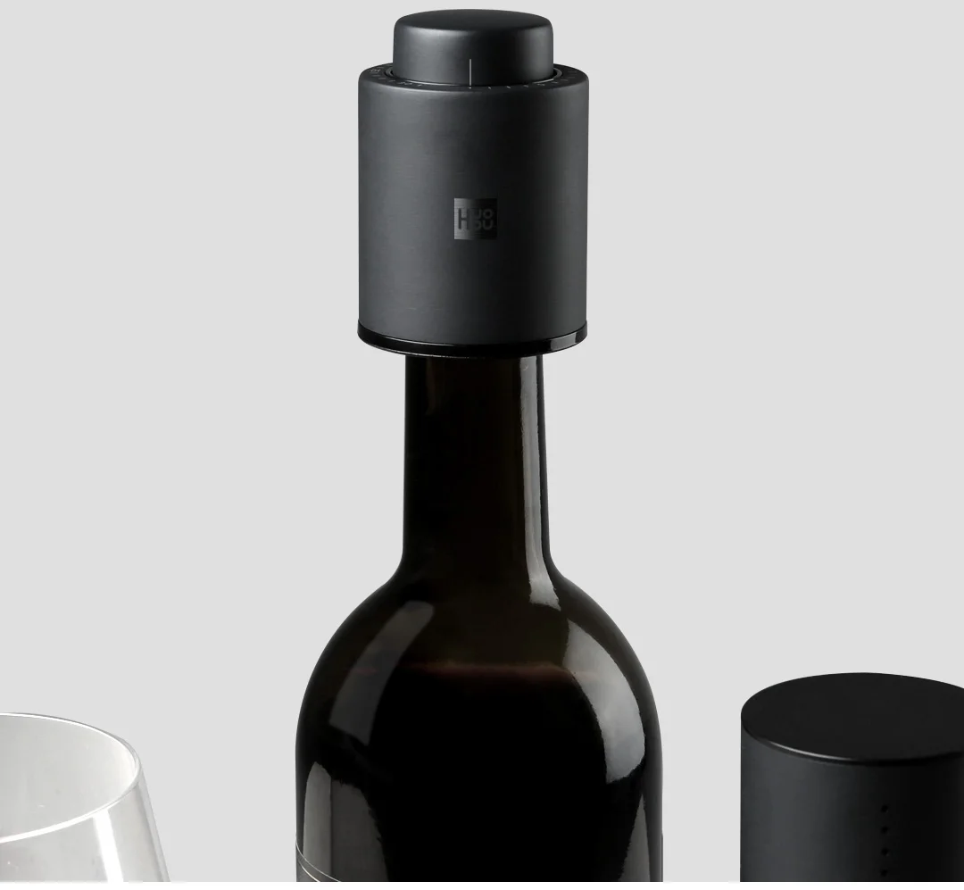 Xiaomi HuoHou Stainless Steel Red Wine Stopper Cool Black Design Vacuum Memory Mini Bottle Cork Cap Keep Fresh up to 7 Days | Дом и сад