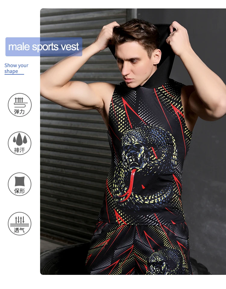 Cooles Herren-Fitness-Tanktop mit Kapuze, ärmelloser Kapuzenpullover, taillierte Herrenweste aus Baumwolle, geeignet für junge Männer im Fitnessstudio – Detail 2