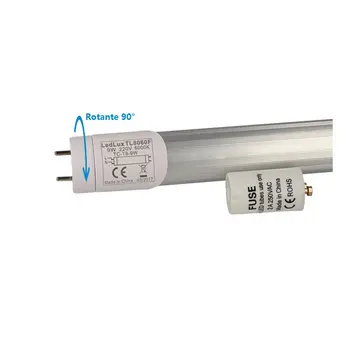 

LEDLUX TL8060F Led tube T8 G13 60cm 9W cool white rotating head power supply one side without tag original equipment T