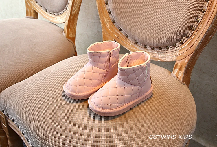 CCTWINS Kids Shoes Winter Girls Fashion Princess Soft Snow Boots Children Black Casual Shoesfor Toddler Warm Booties SNB043