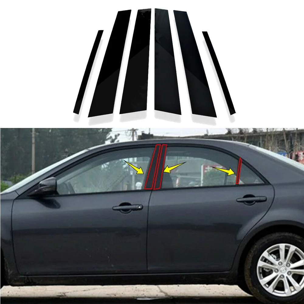 Replacement Window Pillar Trim Parts Car Auto Exterior Cover Door 6Pcs
