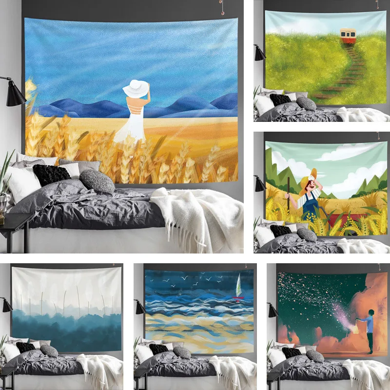 

Cartoon Tapestry Field Printed Wall Hanging for Living Room Girl Home Wall Decoration Home Decor Sky Wall Tapestry