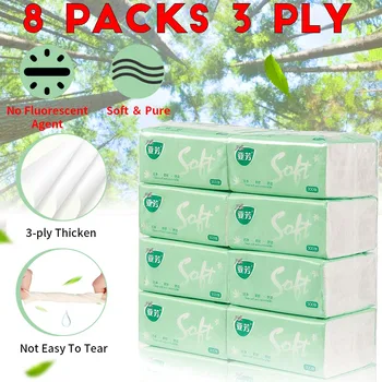 

8Pack/Set Home Soft 3 Layerd Natural Wood Pulp Facial Tissue Soft Facial Paper Household Toilet Paper Towel Pocket Tissue Napkin