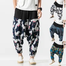 Мужские новые стильные ретро брюки с разбитыми цветами, модные широкие штаны большого размера d, хип-хоп мужские повседневные брюки размера плюс, широкие брюки#45