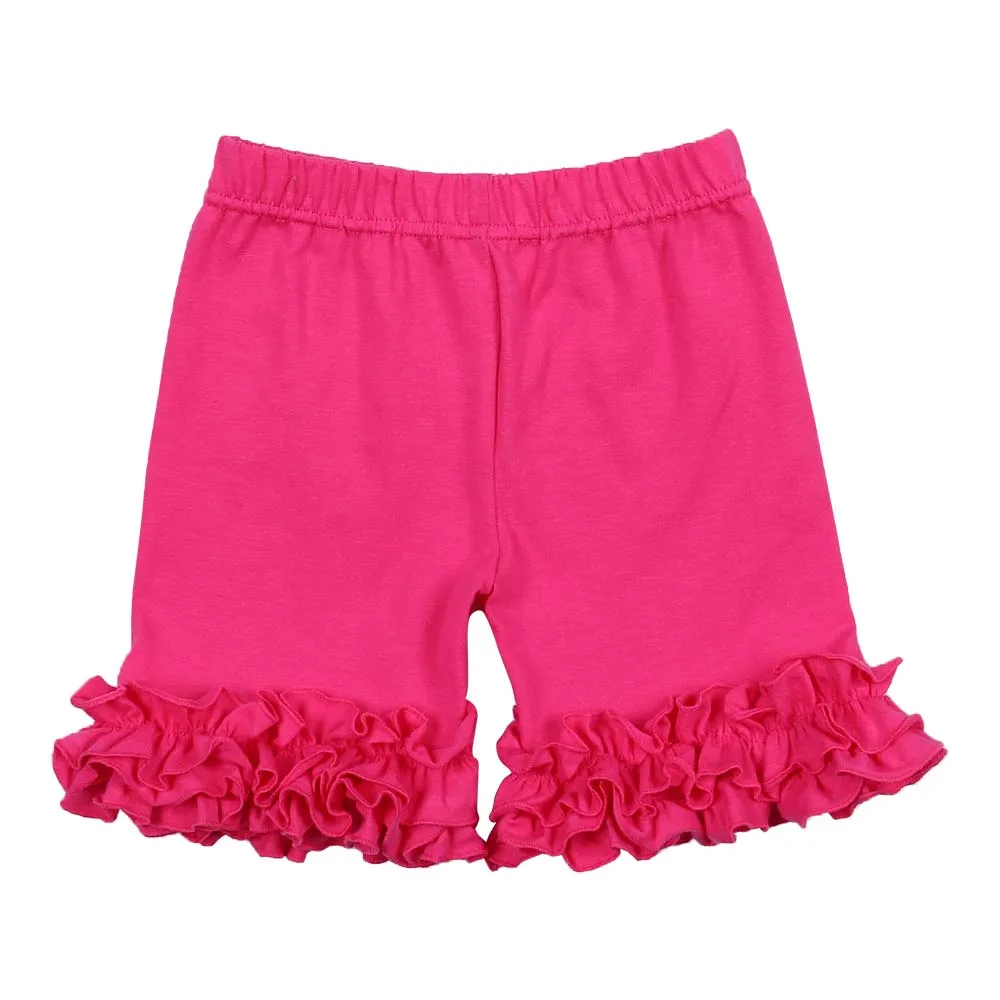 Шорты для девочек шорты с оборками для маленьких девочек, хлопок, безопасные штаны милое летнее нижнее белье для детей от 12 месяцев до 8 лет - Цвет: hot pink