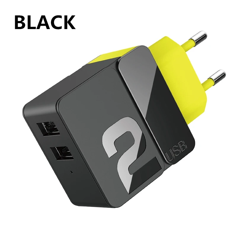 Универсальное usb-зарядное устройство ROCK для iphone XR XS MAX 8 samsung S10 Plus Xiaomi Tablet Dual USB адаптер для быстрой зарядки для путешествий - Тип штекера: black