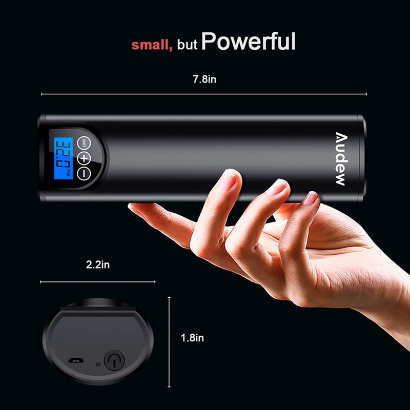  Audew 12V 150PSI Cordless Handheld Air Inflator Pump Car Tyre Inflatable Pump LCD Rechargeable For 