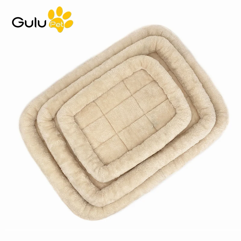 Gulu Gray/Beige Pet Plush Mat Bed Cat Dog Rectangle Puppy Kitten Sweet Sleeping Nest Spring