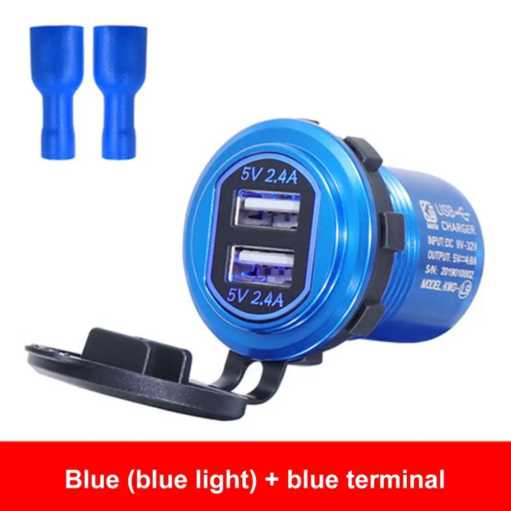 Blue (blue light) L9 DC 9 V-32 V 4.8A двойной USB светодиодный авто зарядное устройство для мотоцикла Авто Грузовик ATV Лодка адаптер розетка зарядное устройство s - Цвет: Blue (blue light)
