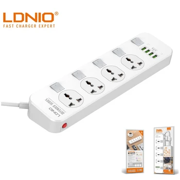

LDNIO NEW EU/US/UK 10A 2500W Electrical Socket Switch Plug 4USB Smart Extension Multifunction Power Supply Strip Charger Adapter