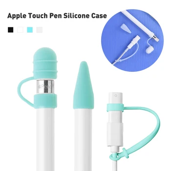 

3in1 Colorful Soft Silicone Cases For Apple Pencil Case Anti lost Cable For iPad Tablet Touch Pen Stylus Protective Sleeve Cover