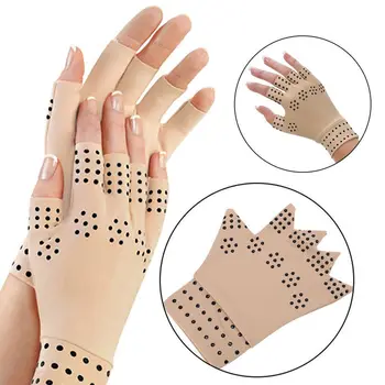 

1 Pair Magnetic Therapy Fingerless Gloves Arthritis Pain Relief Heal Joints Braces Supports Foot Care Tool Latex Hand Gloves