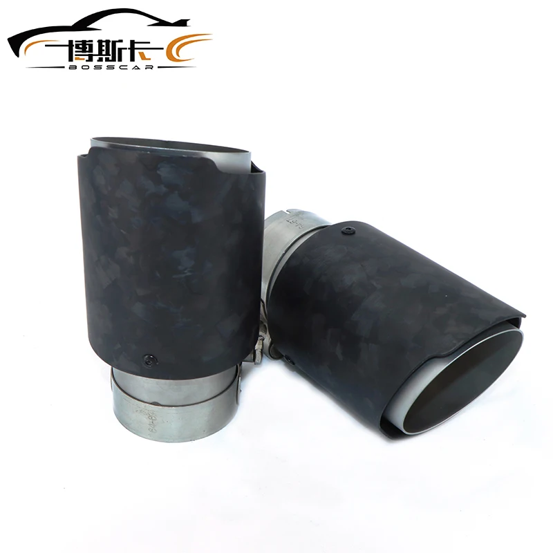  Car Glossy Scattered Pattern Carbon Fiber Muffler Tip Exhaust System Pipe Mufflers Nozzle Universal Straight Stainless AK DZ008