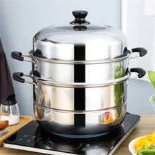 Steamer Pot Cooking-Pots Induction-Cooker Soup Stainless-Steel Thick Two for Three-Layer