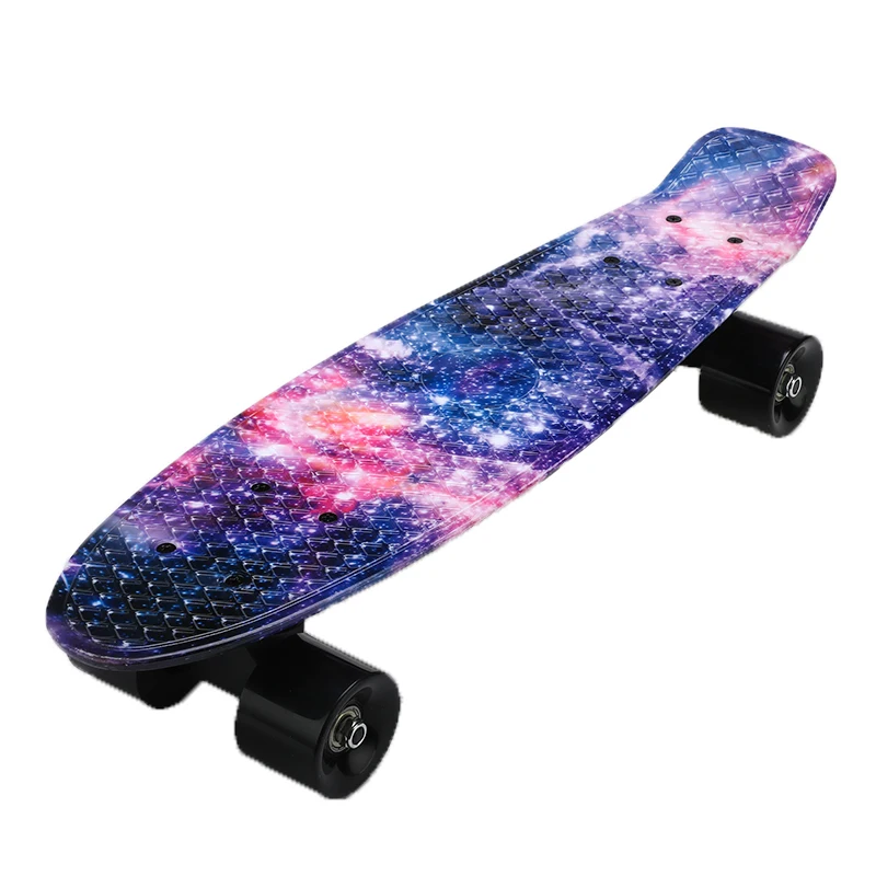 2" скейтборд мини крейсер скейтборд пластик галактика звездное небо Печатный Лонгборд Ретро банан Fishboard Уличный спорт на открытом воздухе