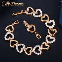 CWWZircons романтичный браслет из 585 золота с кубическим цирконием для женщин в форме сердца, модный браслет, подарки для девушки, ювелирные изделия CB204