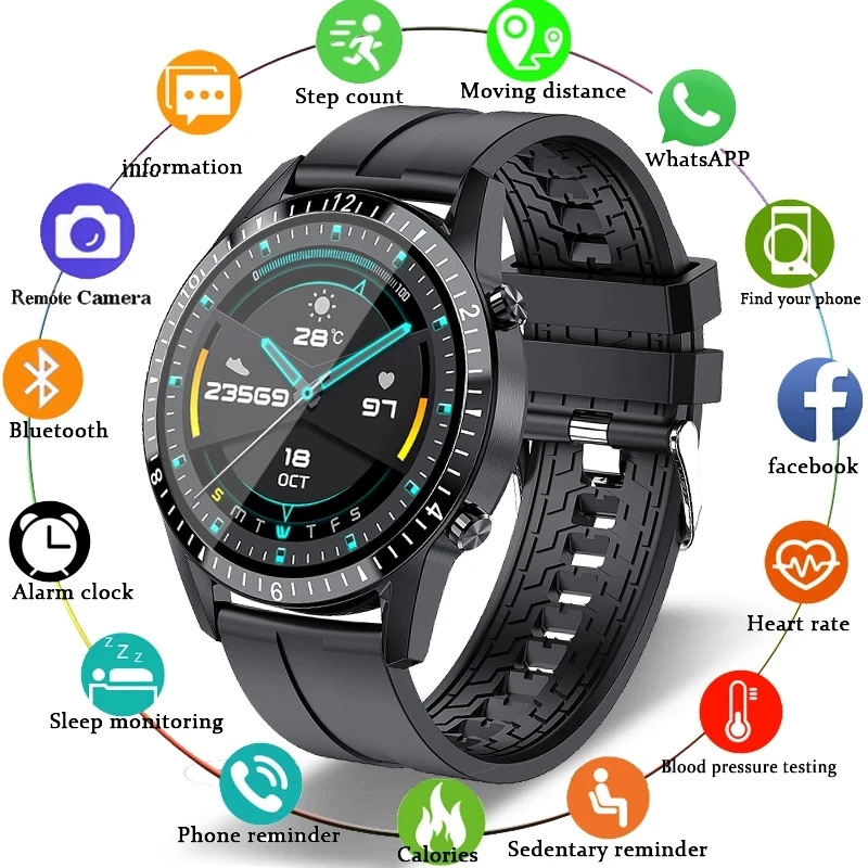 

LIGE NewSmartWatch Bluetooth Phone Smart Watch Men Waterproof Sport Multifunction Fitness Watch Health Tracker Weather Display
