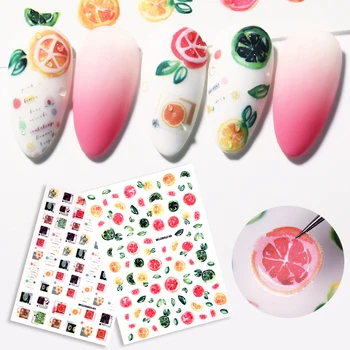 

Mixed Fruits Water Decals Nail Sticker Set Lemon Watermelon Watermark Slider Nail Wraps Decoration Tips Paper Accessories