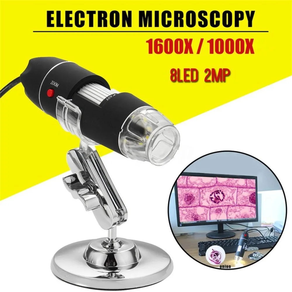 Регулируемая Яркость Портативный 1600X1000X8 светодиодный 2MP цифровой микроскоп Ручной биологический эндоскоп с cmos-датчиком