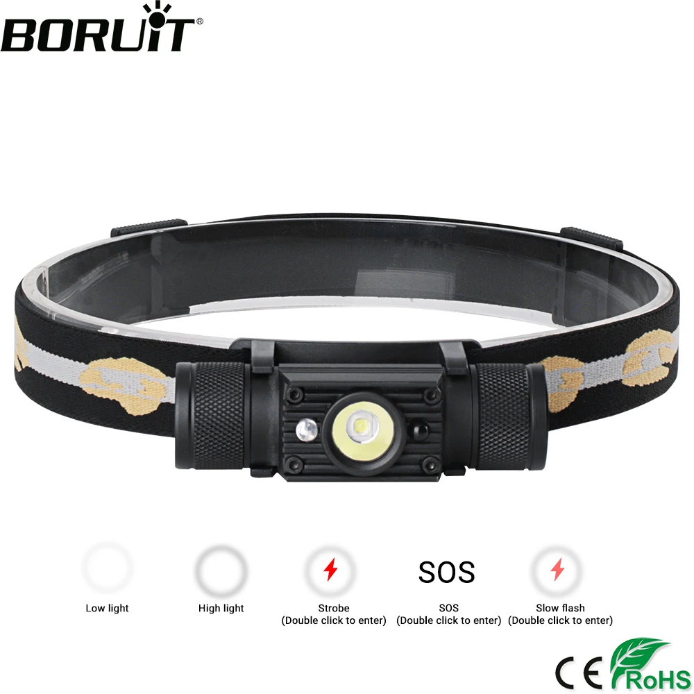 

BORUiT D15 Distance Sensor LED Headlamp High Power 1000LM XM-L2 Headlight 5-Mode Head Torch Camping Hunting 18650 Flashlight