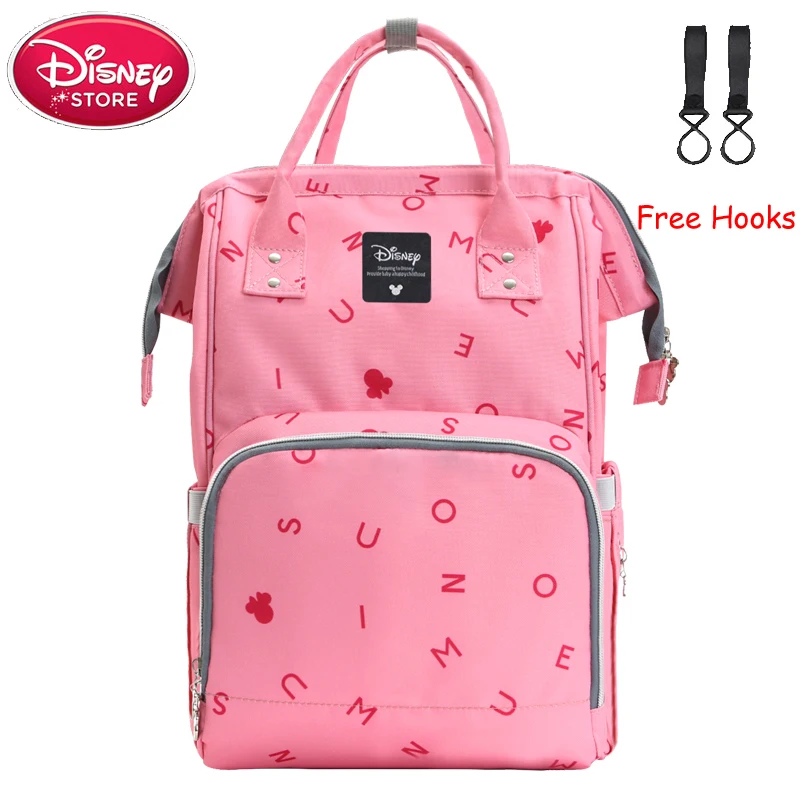 Сумка для подгузников disney рюкзак Микки Маус Дисней Мумия сумка для беременных для ухода за ребенком сумка для подгузников дорожная сумка для детской коляски Бесплатные Крючки - Цвет: pink