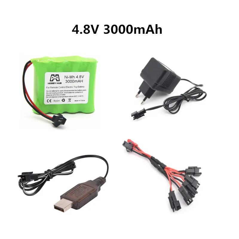 4.8V 3000mah NiMH batterie SM Plug et chargeur pour Rc jouets voitures réservoirs Robots bateaux pistolets Ni-MH AA 4.8 v batterie Pack jouet accessoire